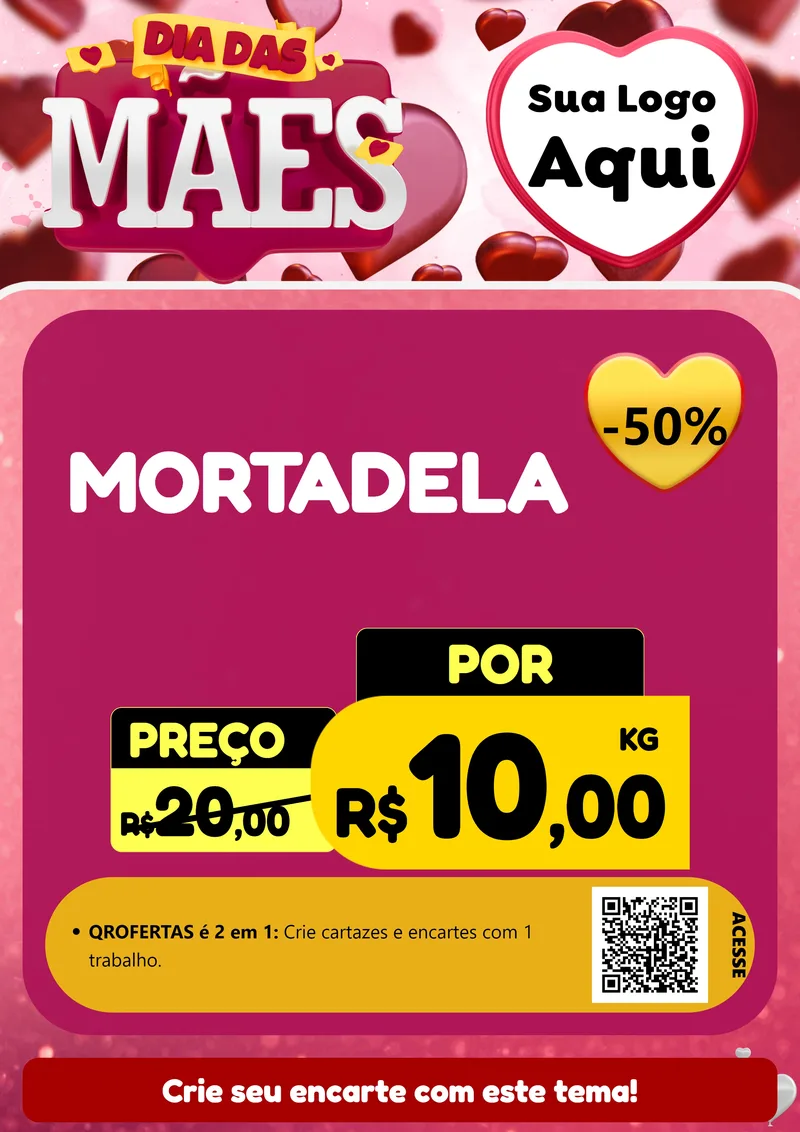 Modelo de Cartaz para Cartaz A4 Vertical com o tema Dia Das Mães para Frios e Laticínios