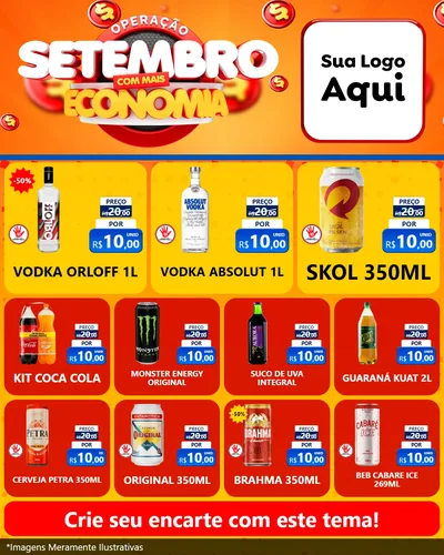 Modelo de Rede Social para Feed Instagram com o tema Operação Setembro Com Muita Economia para Distribuidora de bebidas