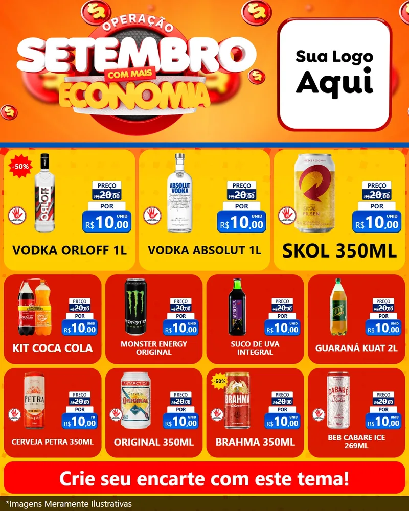 Modelo de Rede Social para Feed Instagram com o tema Operação Setembro Com Muita Economia para Distribuidora de bebidas