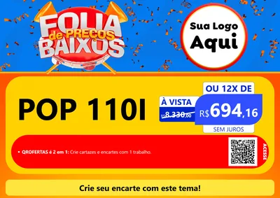 Modelo de Cartaz para Cartaz A4 Horizontal com o tema Folia de Preços Baixos para Concessionaria de Motos