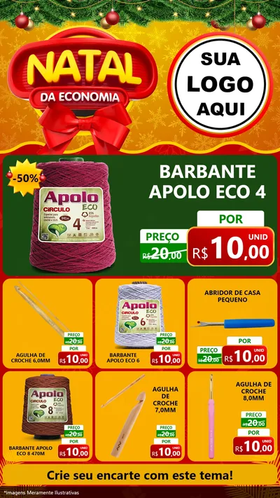 Modelo de Rede Social para Stories com o tema Natal da Economia para Armarinho e Aviamentos