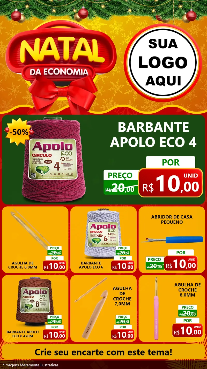 Modelo de Rede Social para Stories com o tema Natal da Economia para Armarinho e Aviamentos
