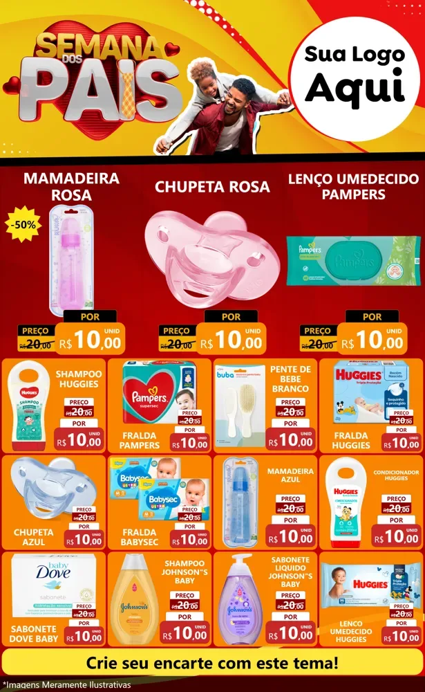 Modelo de Encarte para Encarte Grande com o tema Semana Dos Pais para Bebês