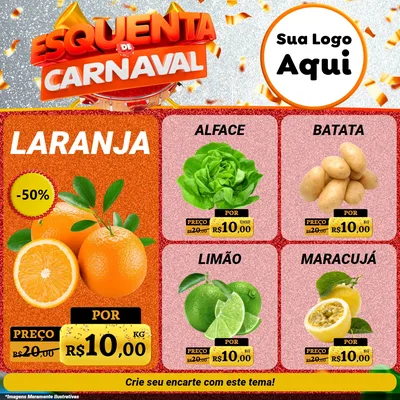 Modelo de Rede Social para Feed Facebook com o tema Esquenta de Carnaval para Hortifrúti