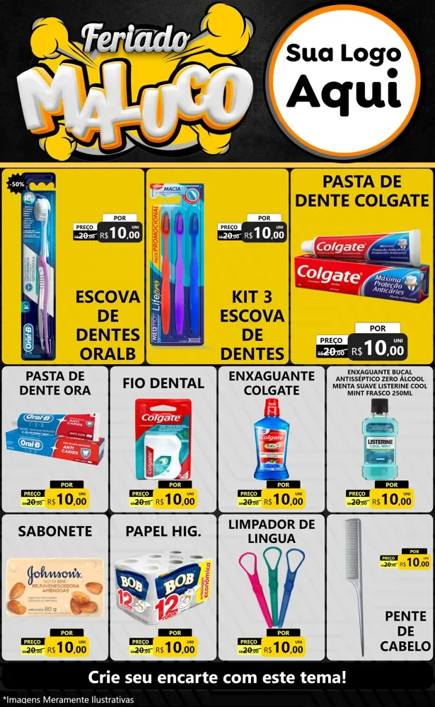 Modelo de Encarte para Encarte Grande com o tema Feriado Maluco para Higiene Pessoal