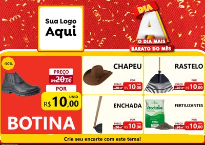Modelo de Encarte para Encarte A4 Horizontal com o tema Dia A o Dia Mais Barato do Mês para Agropecuária