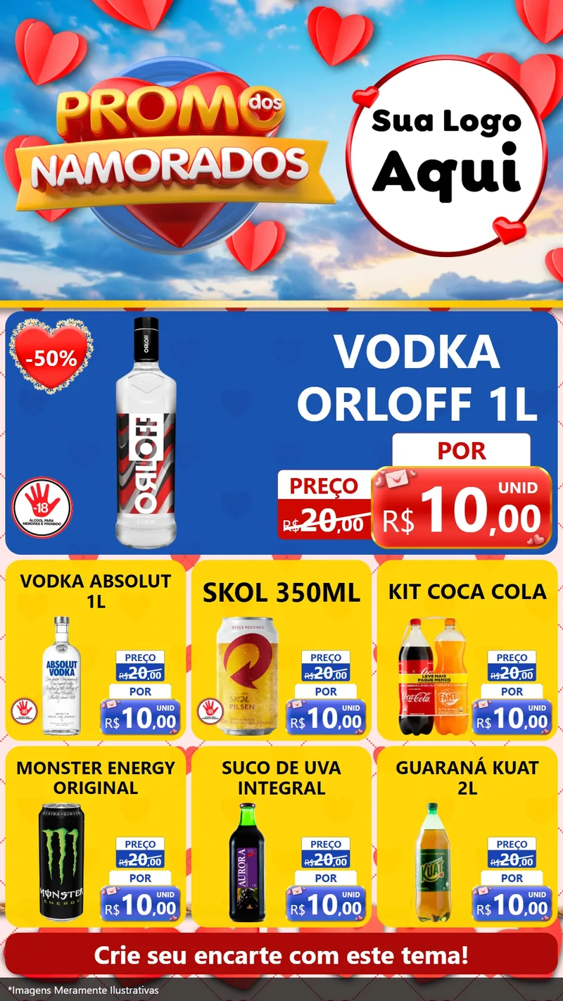 Modelo de Rede Social para Stories com o tema Promo dos Namorados para Distribuidora de bebidas