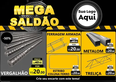 Modelo de Encarte para Encarte A4 Horizontal com o tema Mega Saldão para Ferragens