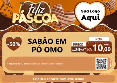 Modelo de Cartaz para Cartaz A4 Horizontal com o tema Feliz Páscoa para Produtos de Limpeza