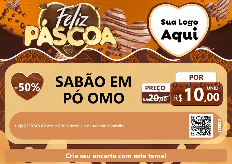 Modelo de Cartaz para Cartaz A4 Horizontal com o tema Feliz Páscoa para Produtos de Limpeza