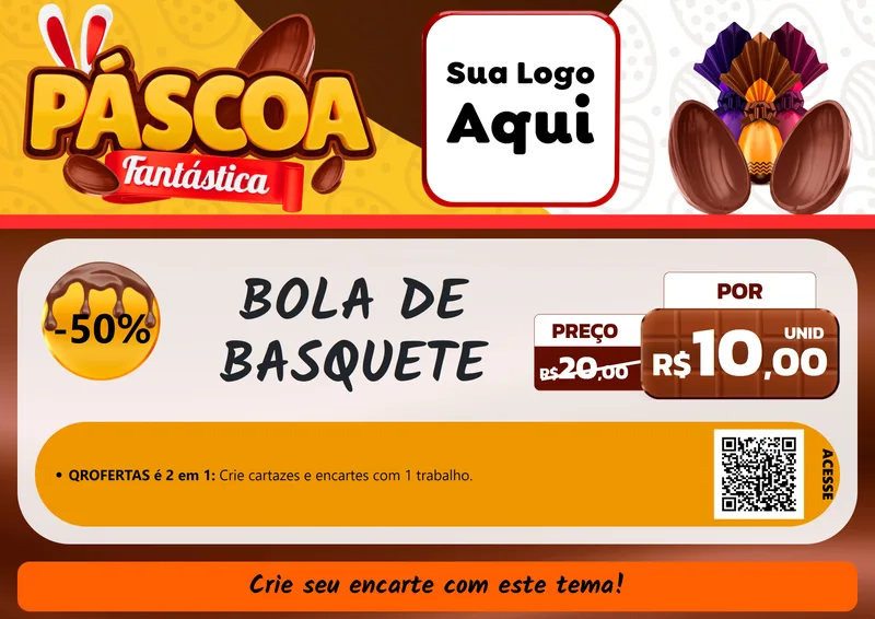 Modelo de Cartaz para Cartaz A4 Horizontal com o tema Páscoa Fantástica para Artigos Esportivos