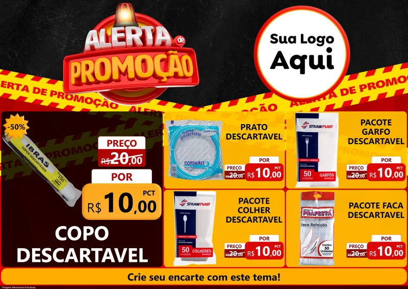 Modelo de Encarte para Encarte A4 Horizontal com o tema Alerta de Promoção para Embalagens
