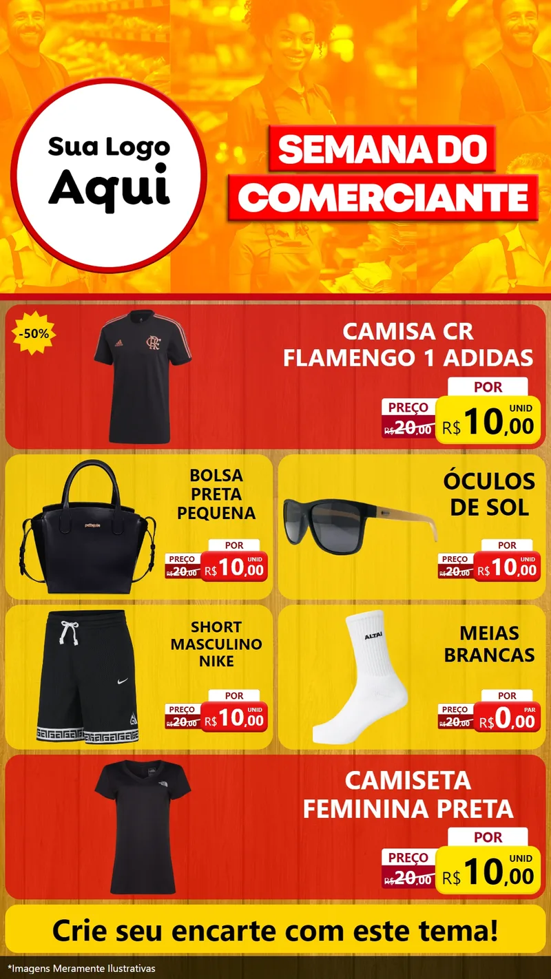Modelo de TV para TV Vertical com o tema Semana do Comerciante para Roupas e acessórios