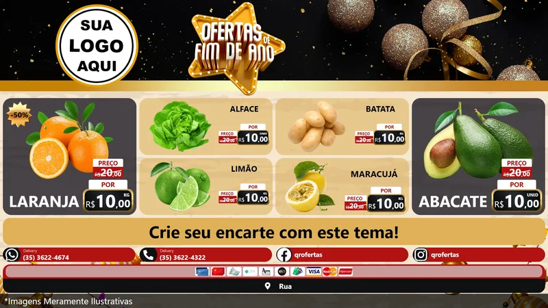Modelo de TV para TV Horizontal com o tema Ofertas de Fim de Ano para Hortifrúti