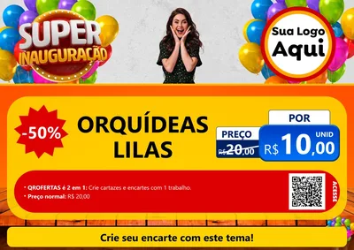 Modelo de Cartaz para Cartaz A4 Horizontal com o tema Super Inauguração para Floricultura e jardim