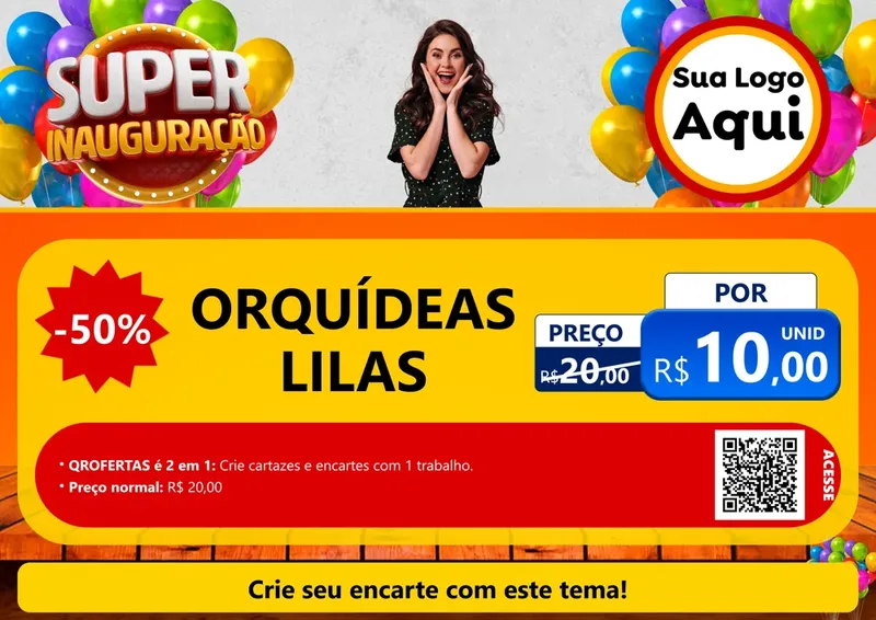 Modelo de Cartaz para Cartaz A4 Horizontal com o tema Super Inauguração para Floricultura e jardim