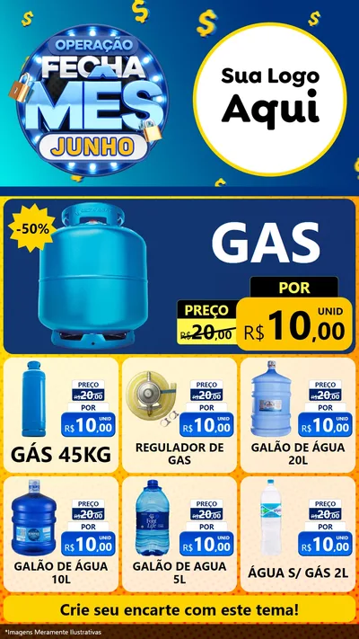 Modelo de Rede Social para Stories com o tema Operação Fecha Mês, Junho para Água e gás