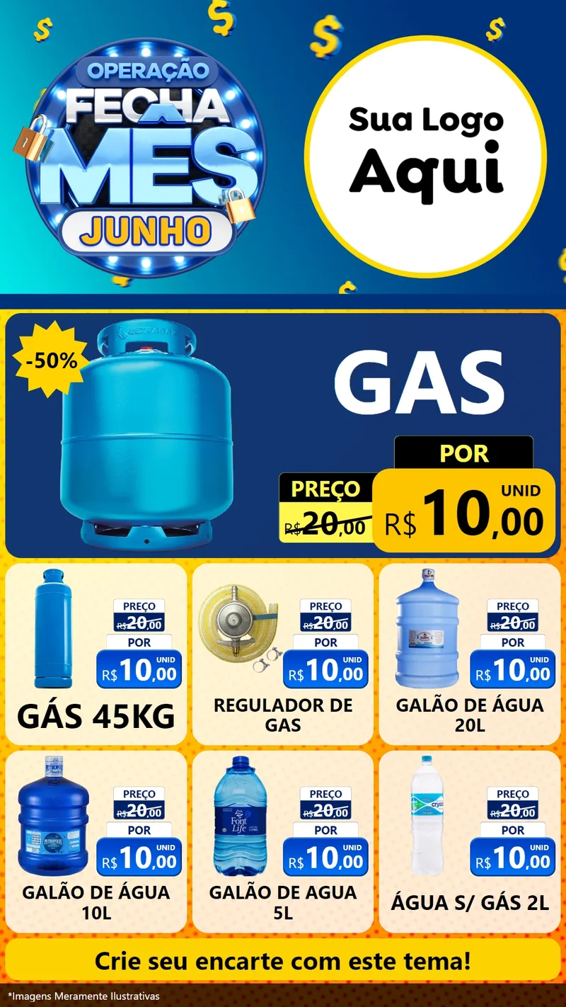 Modelo de Rede Social para Stories com o tema Operação Fecha Mês, Junho para Água e gás