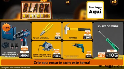 Modelo de TV para TV Horizontal com o tema Black November para Maquinas e Ferramentas