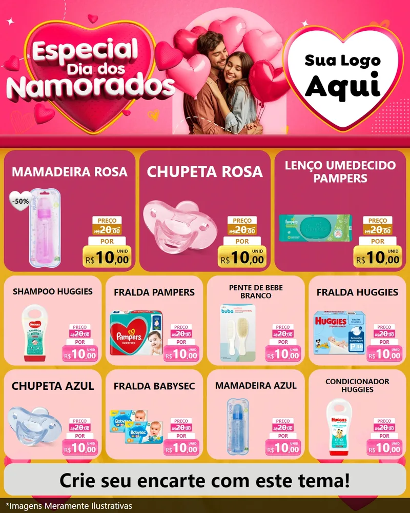 Modelo de Rede Social para Feed Instagram com o tema Especial Dia dos Namorados para Bebês