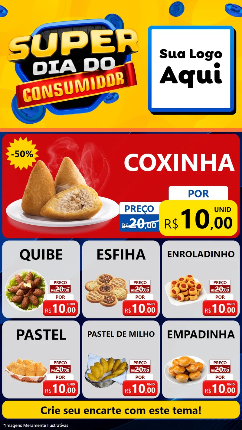 Modelo de Rede Social para Stories com o tema Super Dia do Consumidor para Salgadaria