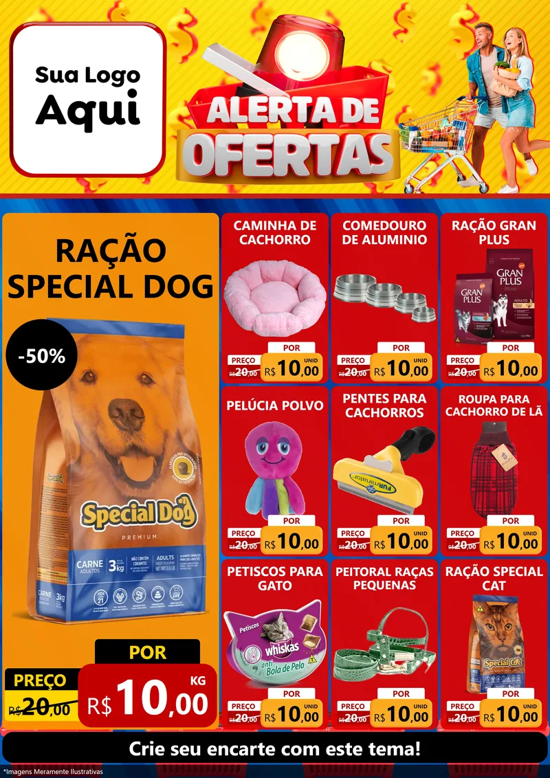 Modelo de Encarte para Encarte A4 Vertical com o tema Alerta de Ofertas para Pet Shop