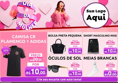 Modelo de Encarte para Encarte A4 Horizontal com o tema Dia da Mulher para Roupas e acessórios