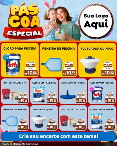 Modelo de Rede Social para Feed Instagram com o tema Páscoa Especial para Produtos para Piscina