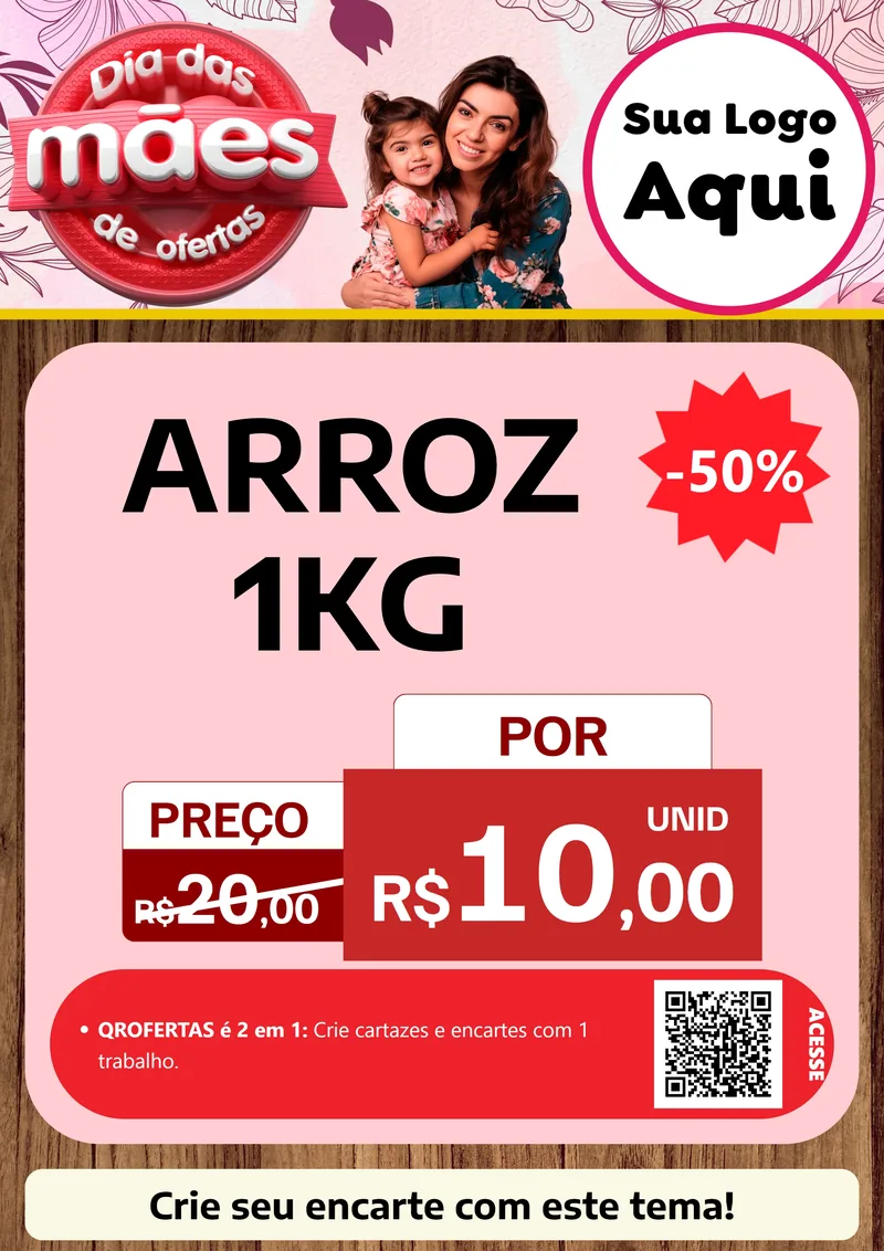 Modelo de Cartaz para Cartaz A4 Vertical com o tema Dia Das Mães De Ofertas para Supermercado