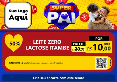 Modelo de Cartaz para Cartaz A4 Horizontal com o tema Super Pai para Frios e Laticínios