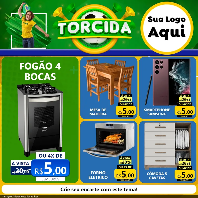 Modelo de Rede Social para Feed Facebook com o tema Torcida para Móveis e Eletro