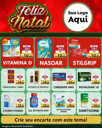 Modelo de Rede Social para Feed Instagram com o tema Feliz Natal para Farmácia