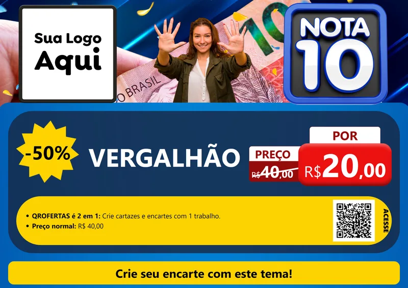 Modelo de Cartaz para Cartaz A4 Horizontal com o tema Nota 10 para Ferragens