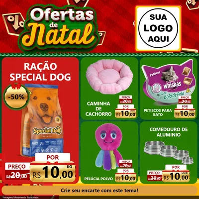 Modelo de Rede Social para Feed Facebook com o tema Ofertas de Natal para Pet Shop