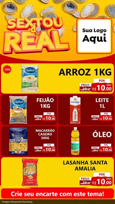 Modelo de TV para TV Vertical com o tema Sextou do Real para Supermercado