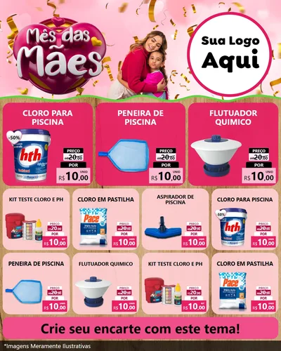 Modelo de Rede Social para Feed Instagram com o tema Mês das Mães para Produtos para Piscina