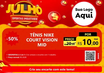 Modelo de Cartaz para Cartaz A4 Horizontal com o tema Julho Ofertas Imbatíveis para Calçados