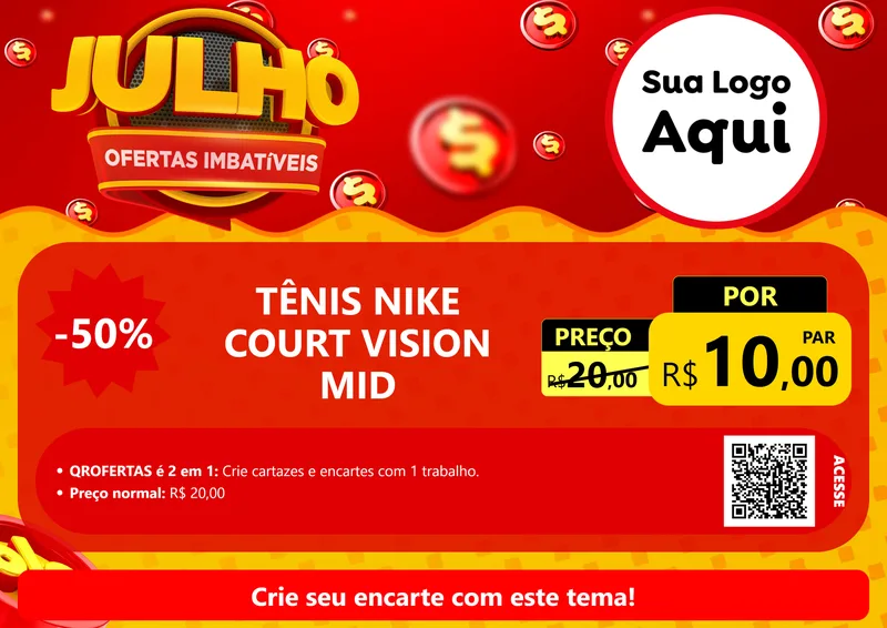 Modelo de Cartaz para Cartaz A4 Horizontal com o tema Julho Ofertas Imbatíveis para Calçados