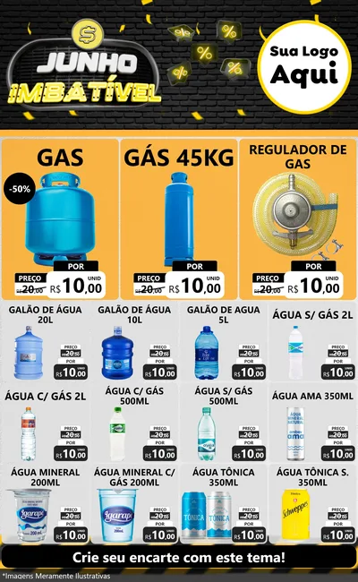 Modelo de Encarte para Encarte Grande com o tema Junho Imbatível para Água e gás