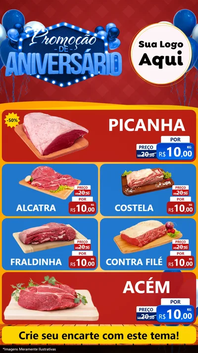 Modelo de TV para TV Vertical com o tema Promoção de Aniversário para Açougue