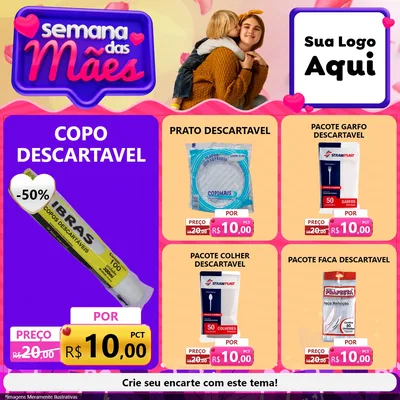 Modelo de Rede Social para Feed Facebook com o tema Semana das Mães para Embalagens