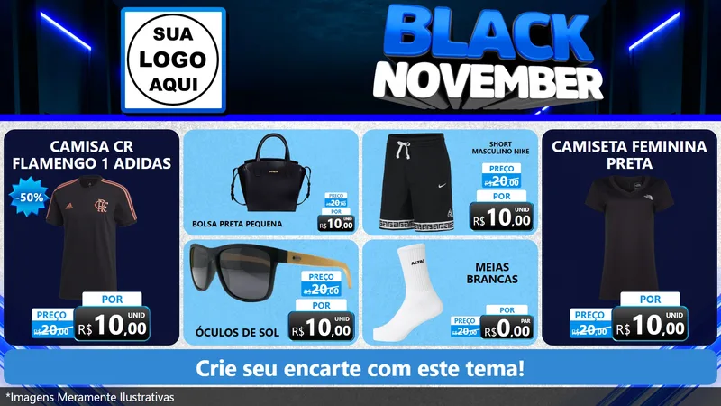Modelo de TV para TV Horizontal com o tema Black November para Roupas e acessórios