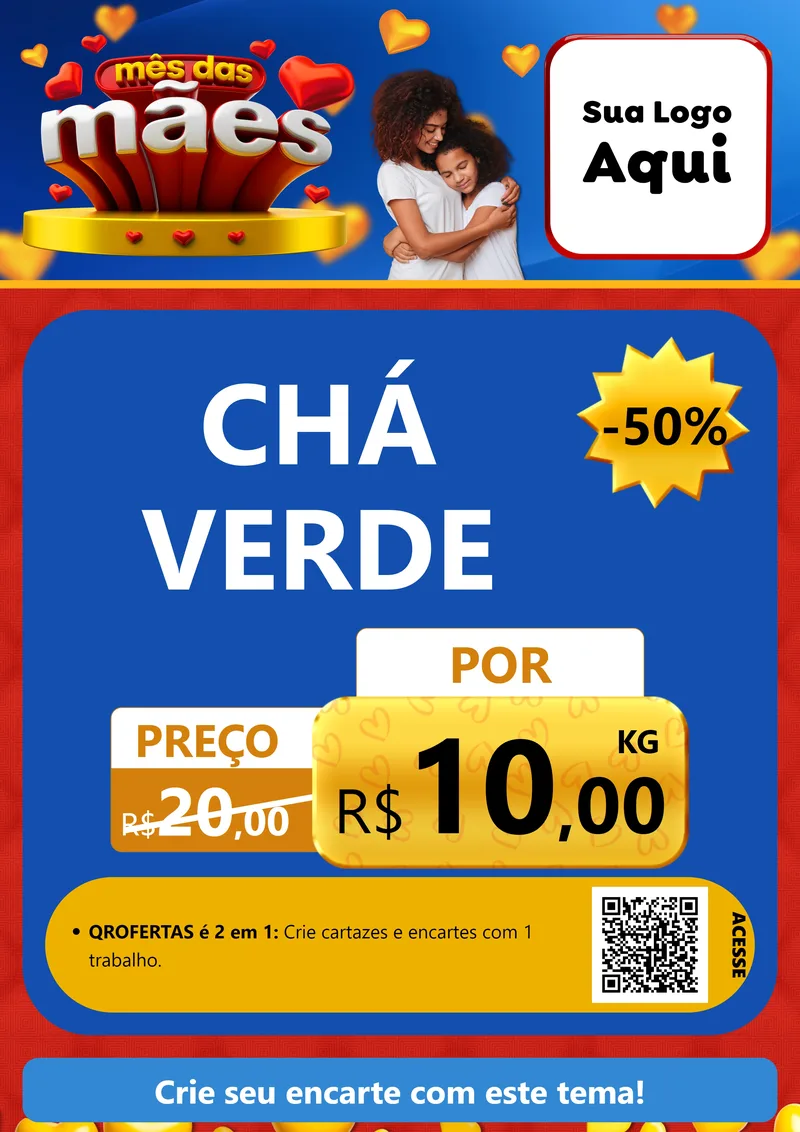 Modelo de Cartaz para Cartaz A4 Vertical com o tema Mês das Mães para Produtos Naturais