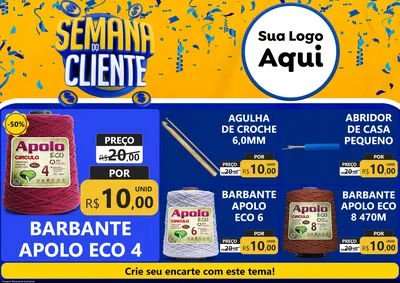Modelo de Encarte para Encarte A4 Horizontal com o tema Semana do Cliente para Armarinho e Aviamentos