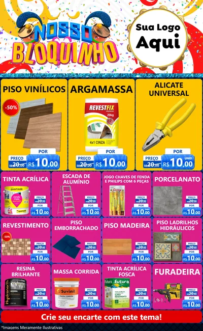 Modelo de Encarte para Encarte Grande com o tema Nosso Bloquinho para Material para Construção