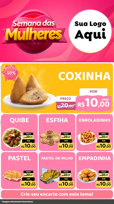 Modelo de Rede Social para Stories com o tema Semana das Mulheres para Salgadaria