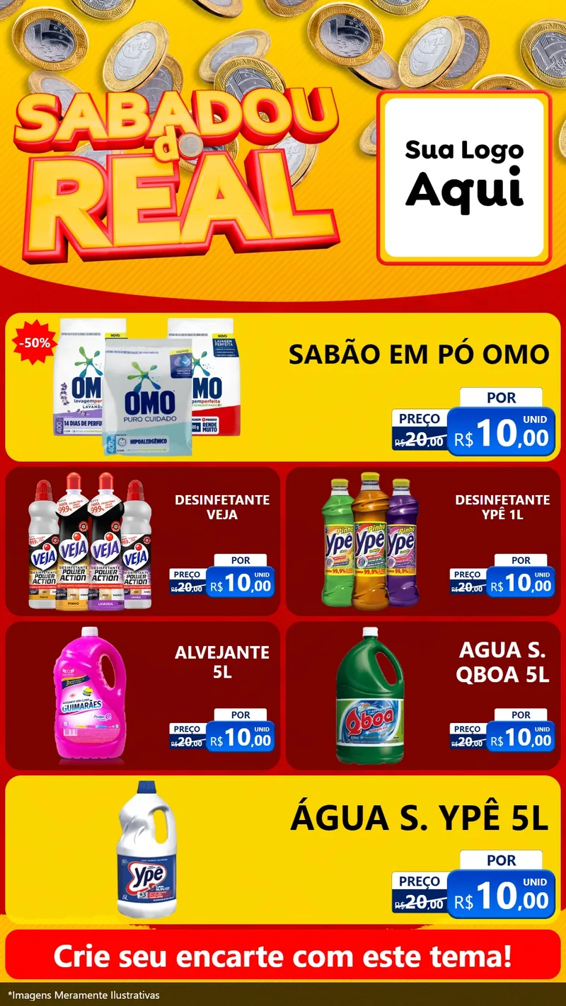 Modelo de TV para TV Vertical com o tema Sabadou do Real para Produtos de Limpeza