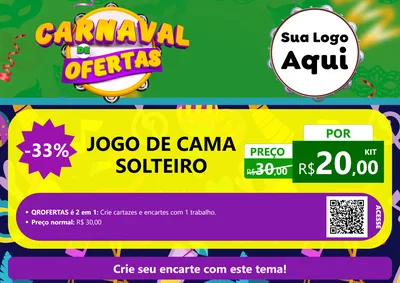 Modelo de Cartaz para Cartaz A4 Horizontal com o tema Carnaval de Ofertas para Cama, Mesa e Banho