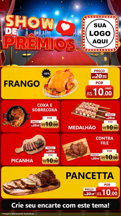 Modelo de TV para TV Vertical com o tema Show de Prêmios para Assados
