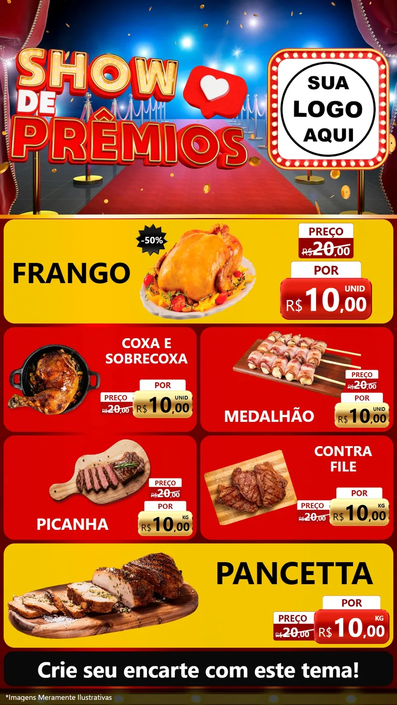 Modelo de TV para TV Vertical com o tema Show de Prêmios para Assados